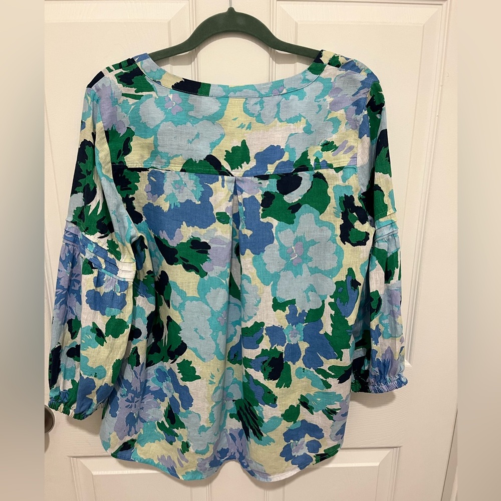 NWOT Charter Club Women's 100% Linen Printed Square-Neck Top, Size M - Picture 3 of 11
